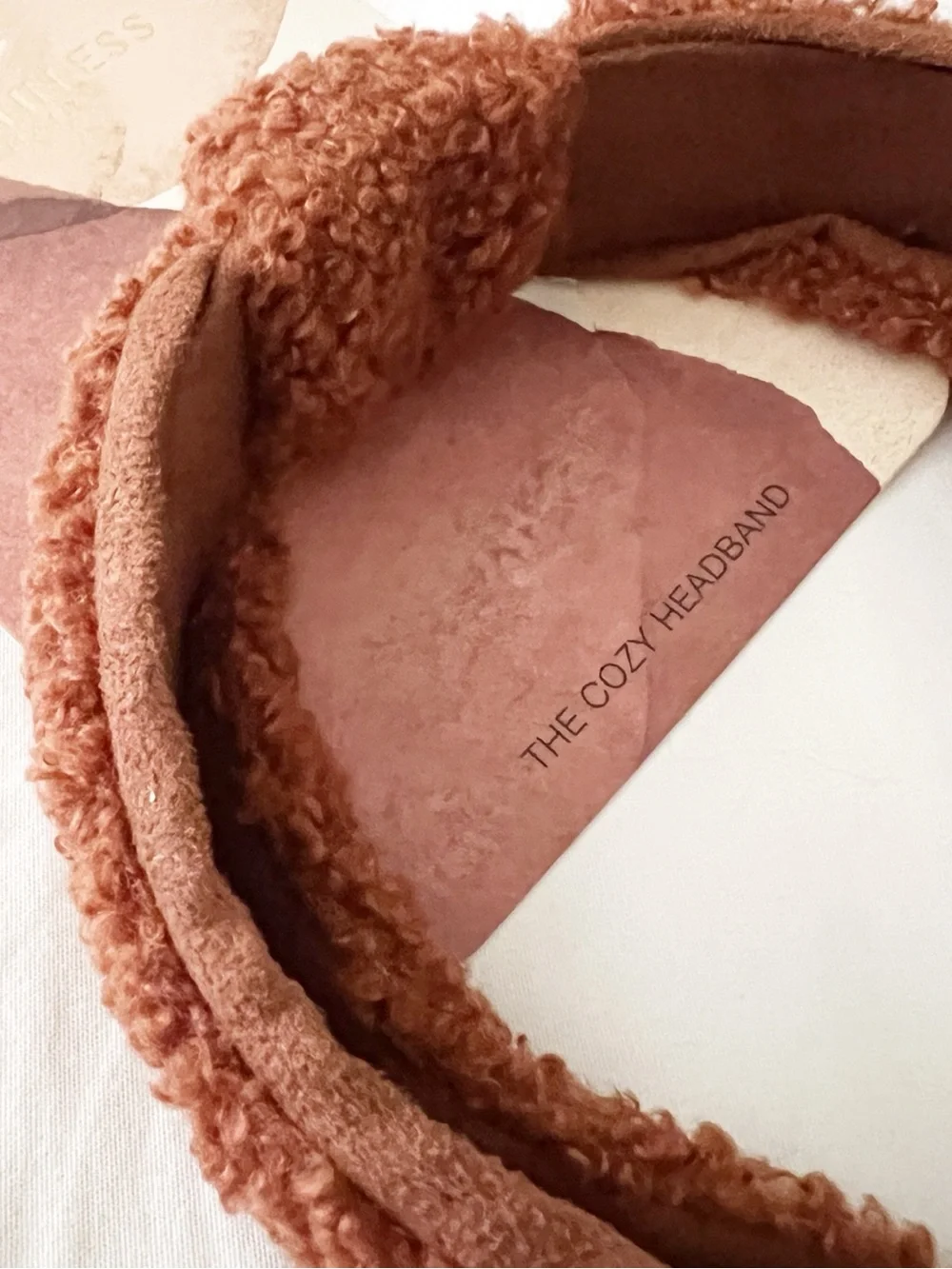 NWT Kristin Ess The Cozy Headband Rust Teddy Sherpa Knotted